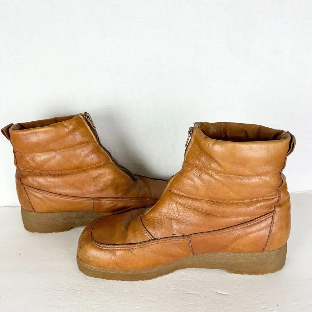 Vintage Blondo Men's Leather Zip Front Sherpa Boots Size 12 Sugarloafer Gum Sole